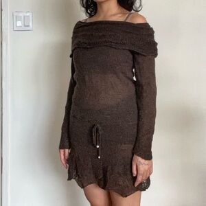 Off the shoulder knit sweater dress